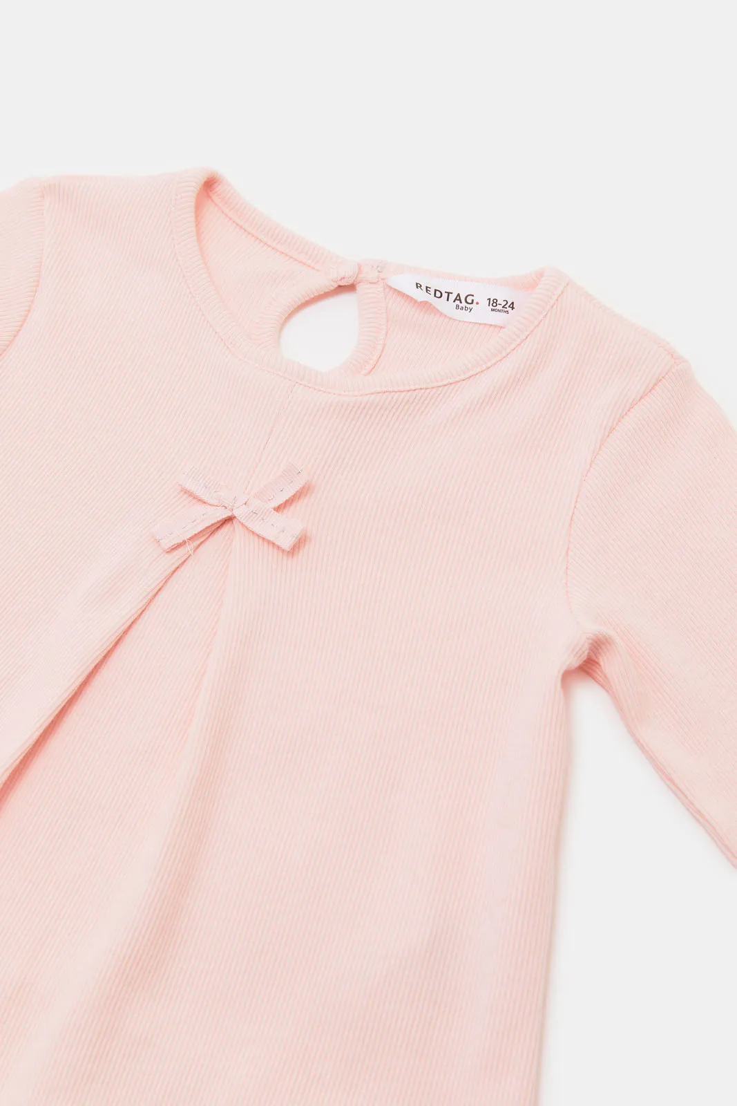 Infant Girls Pink Ribbed Casual Set (2 Piece)
