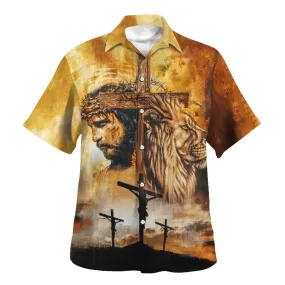 Jesus And Lion Hawaiian Shirts For Men - Christian Hawaiian Shirt - Hawaiian Summer Shirts