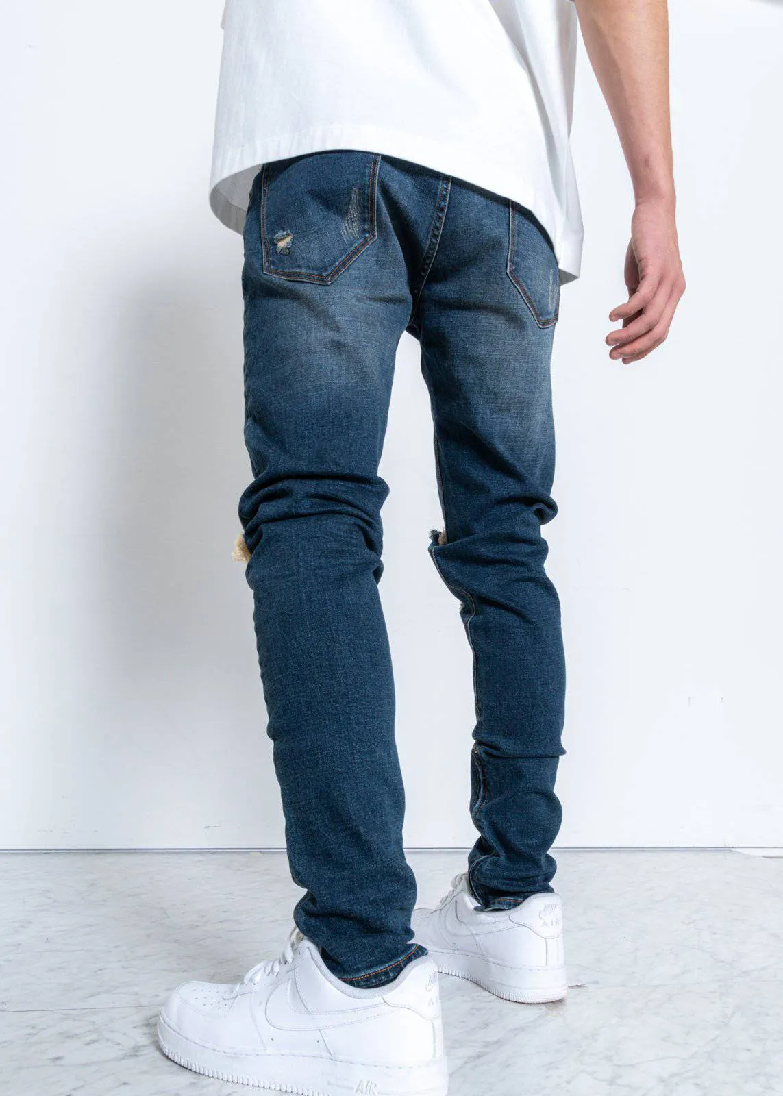 Konus Men's Heavy Wash Distressed Jeans