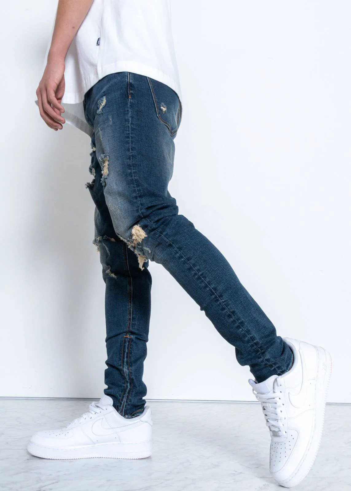 Konus Men's Heavy Wash Distressed Jeans