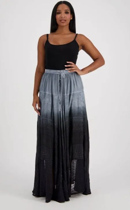 Last Few! Celestial Maxi Skirt- Acid Washed