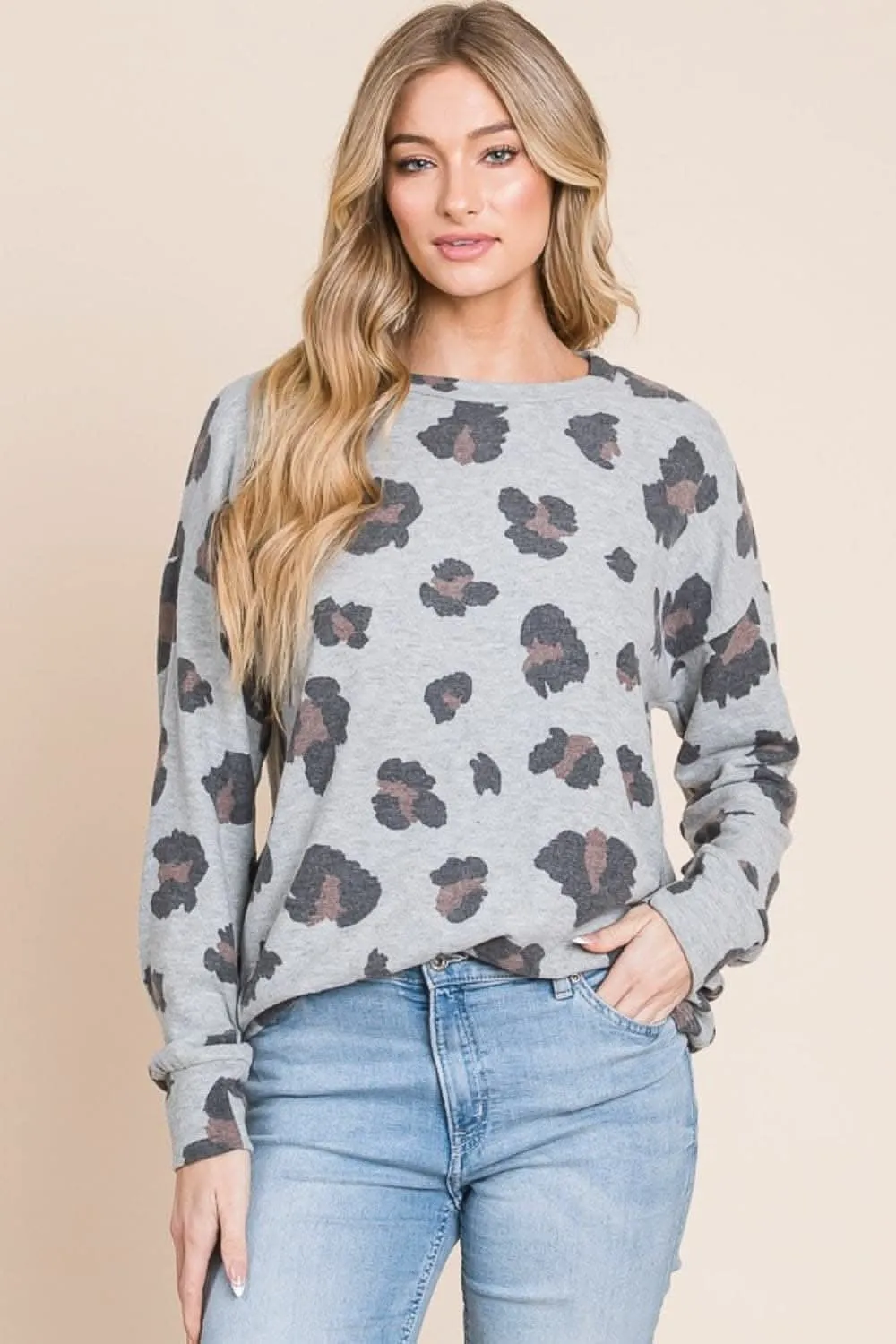Leopard Print Drop Shoulder Tee