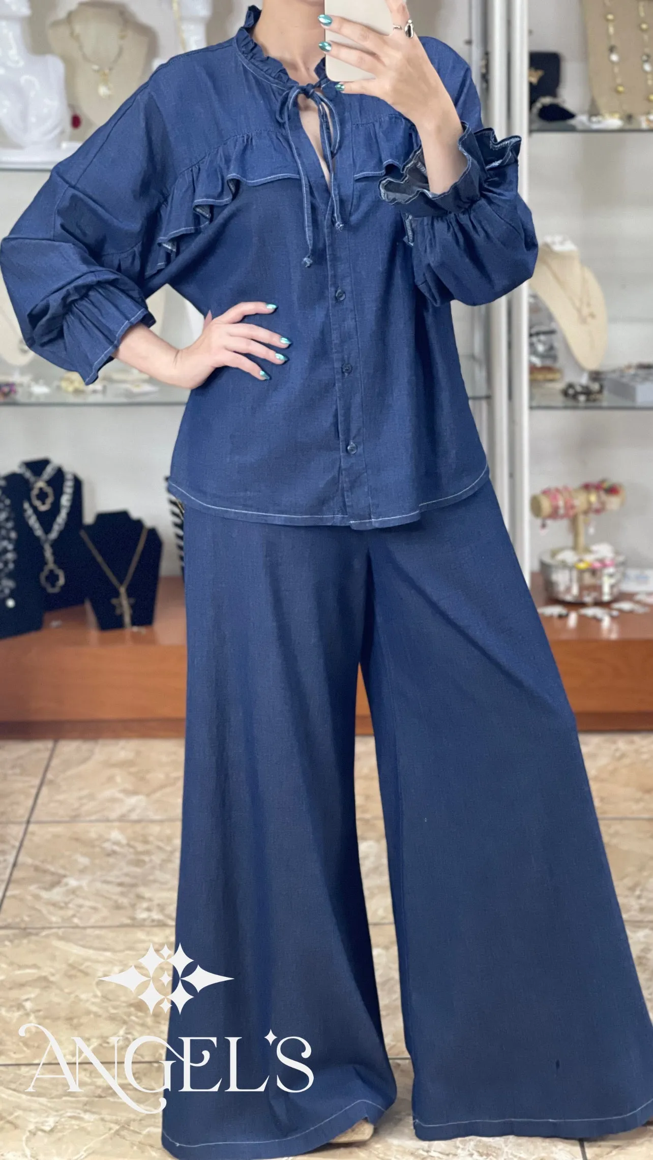 Long Sleeves Denim Set
