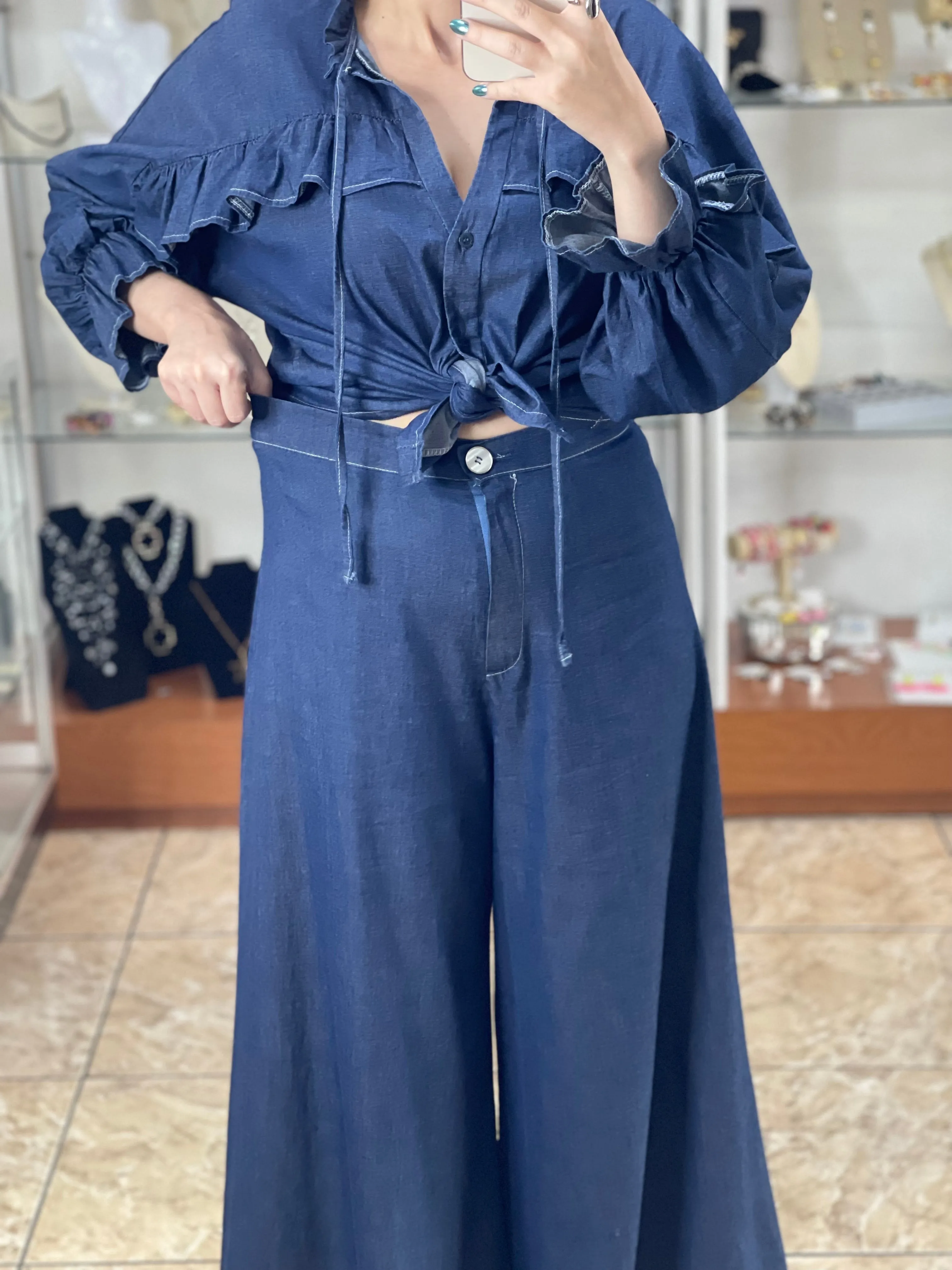 Long Sleeves Denim Set
