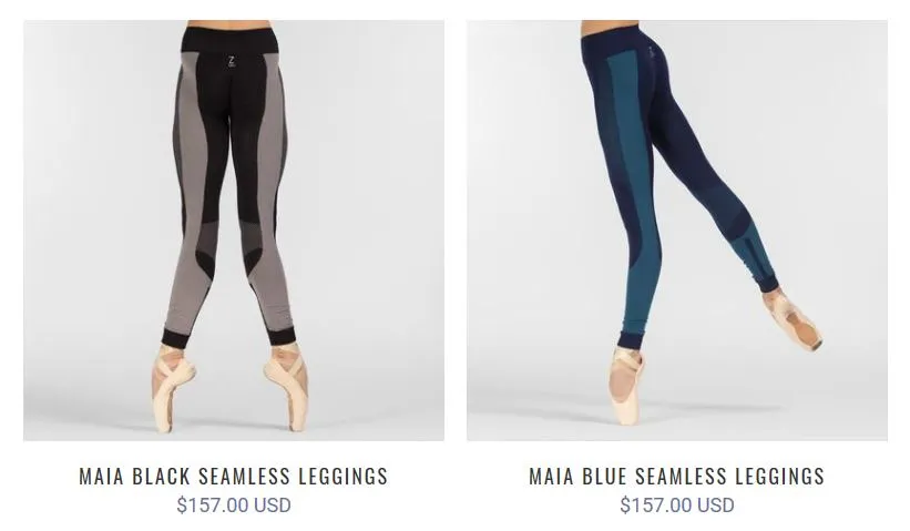 Maia Adult Seamless Leggings, Blue or Black