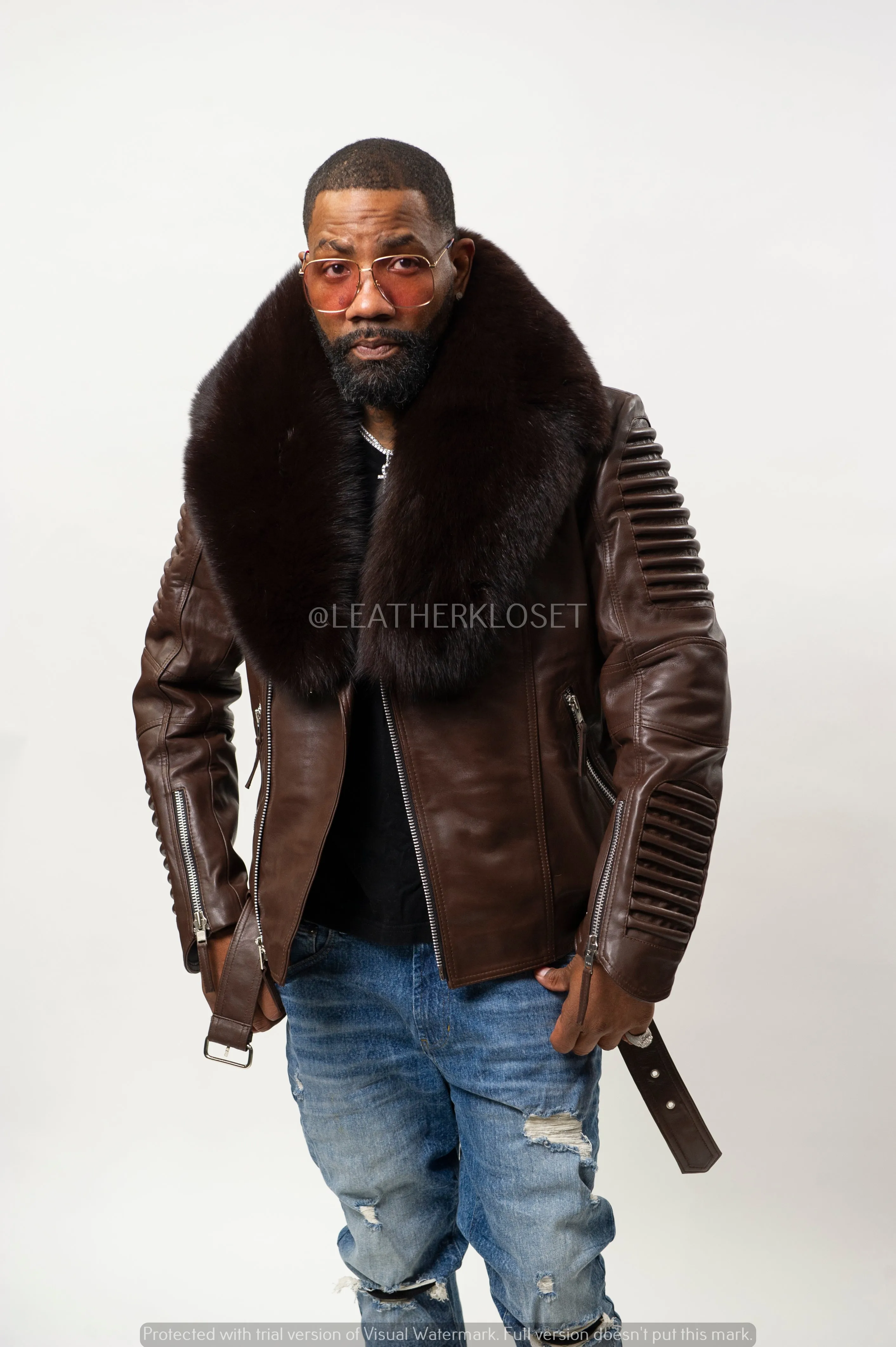 Men's Trey Biker Brown Full Fox Fur [Brown Fox]
