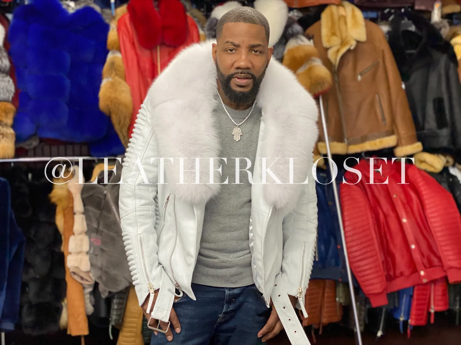 Men's Trey Biker Full Fox Fur Collar