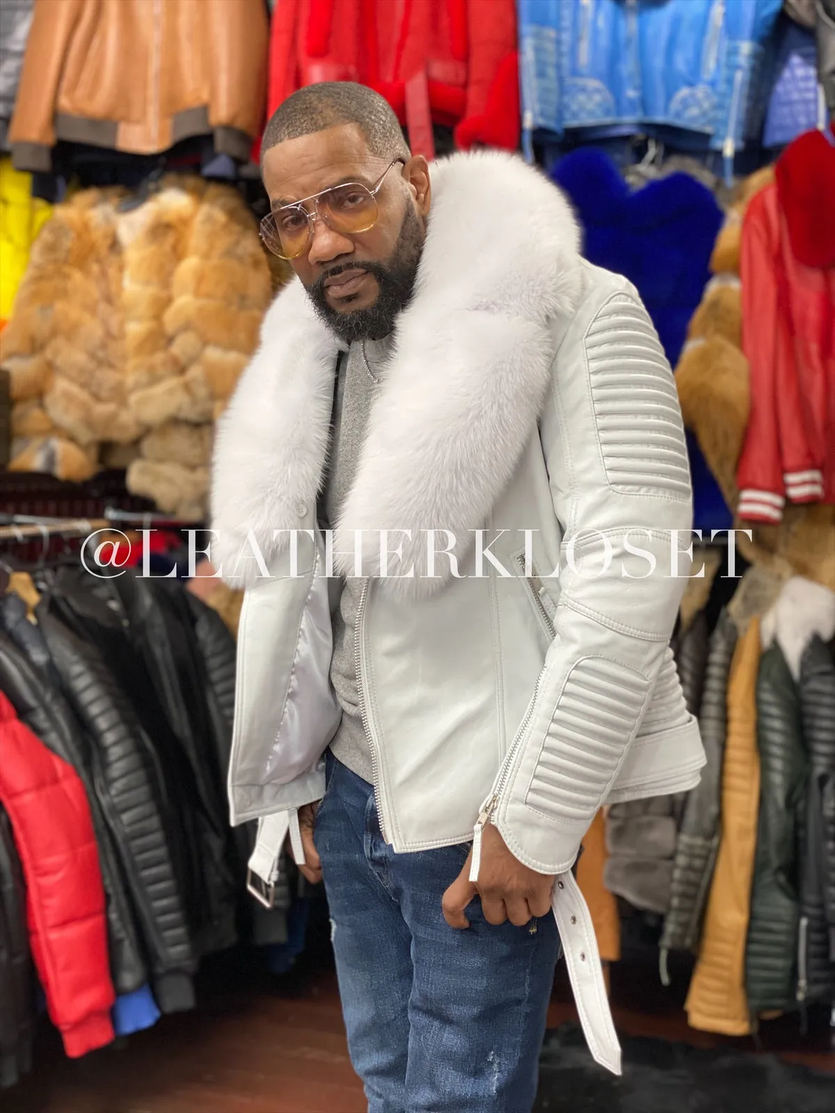 Men's Trey Biker Full Fox Fur Collar