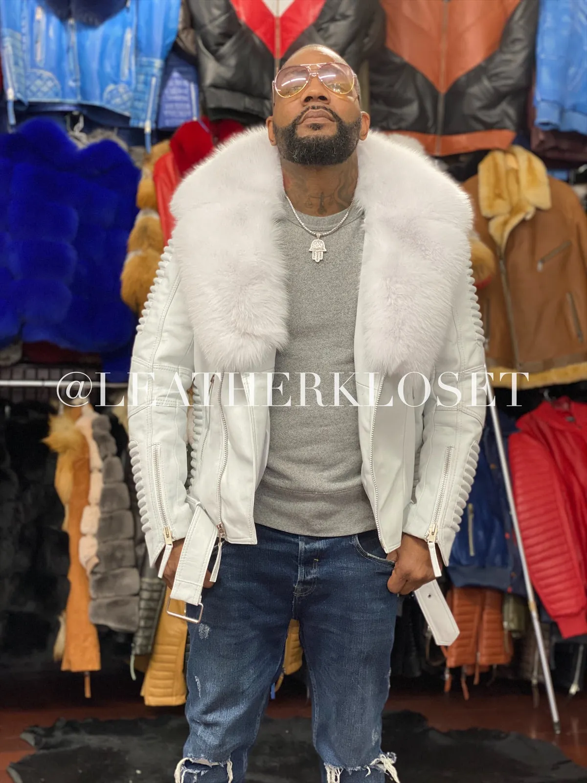 Men's Trey Biker Full Fox Fur Collar