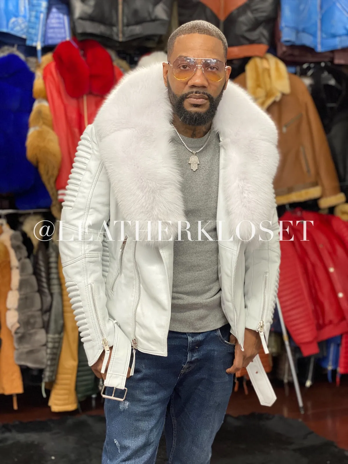 Men's Trey Biker Full Fox Fur Collar