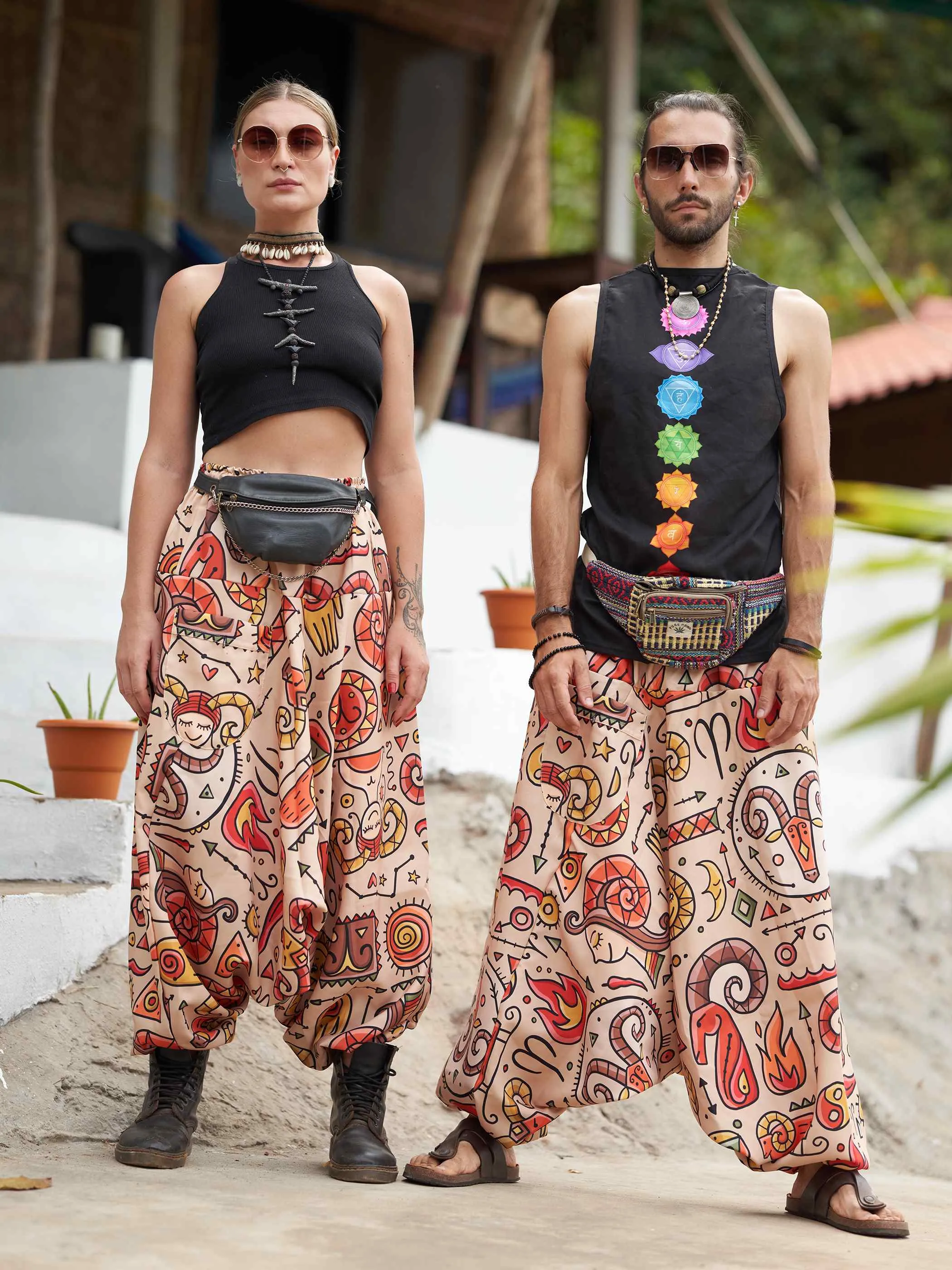 Men's Virgo Sign Boho Alibaba Balloon Hippy Harem Pants For Travel Yoga Dance