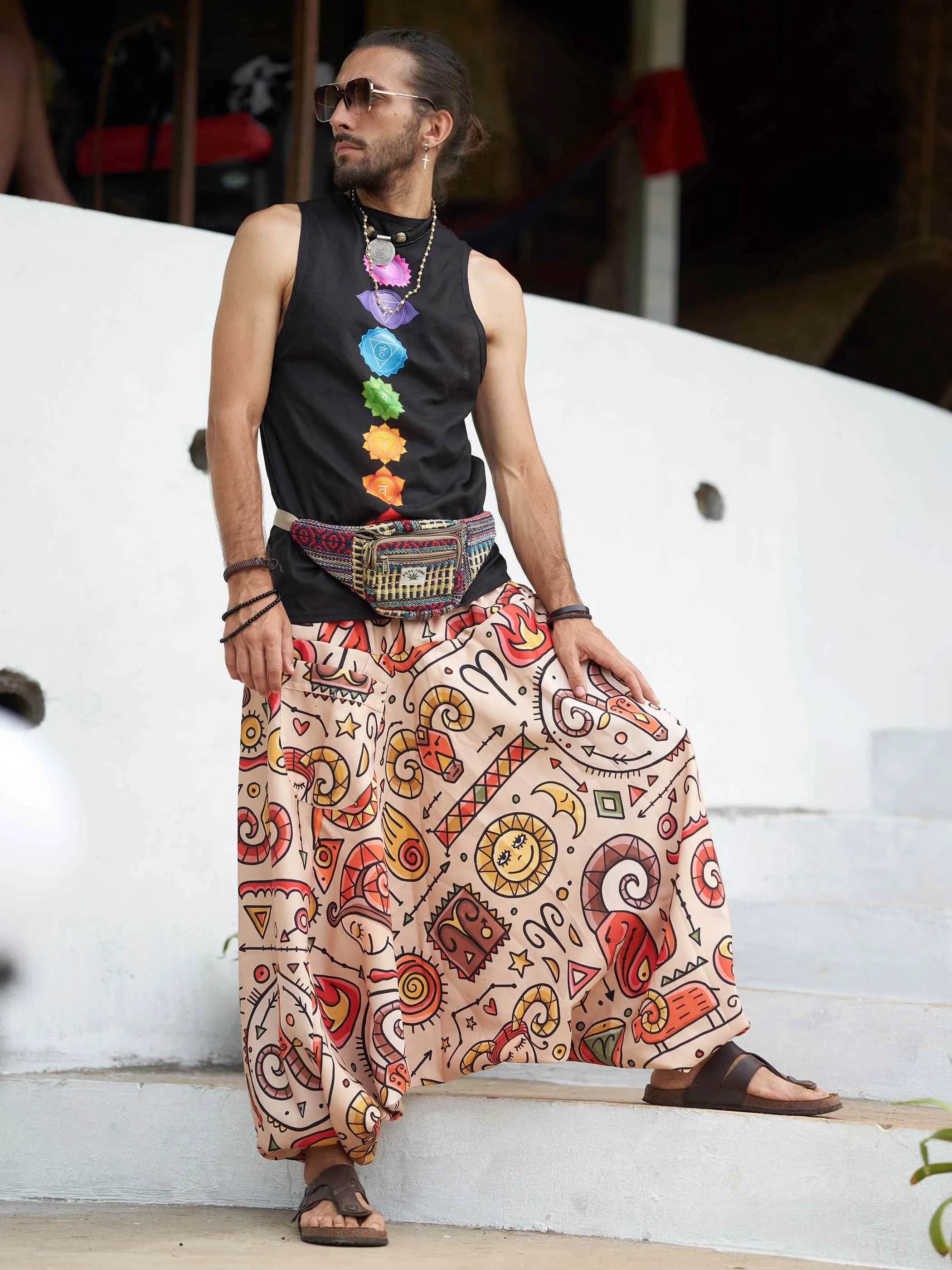 Men's Virgo Sign Boho Alibaba Balloon Hippy Harem Pants For Travel Yoga Dance