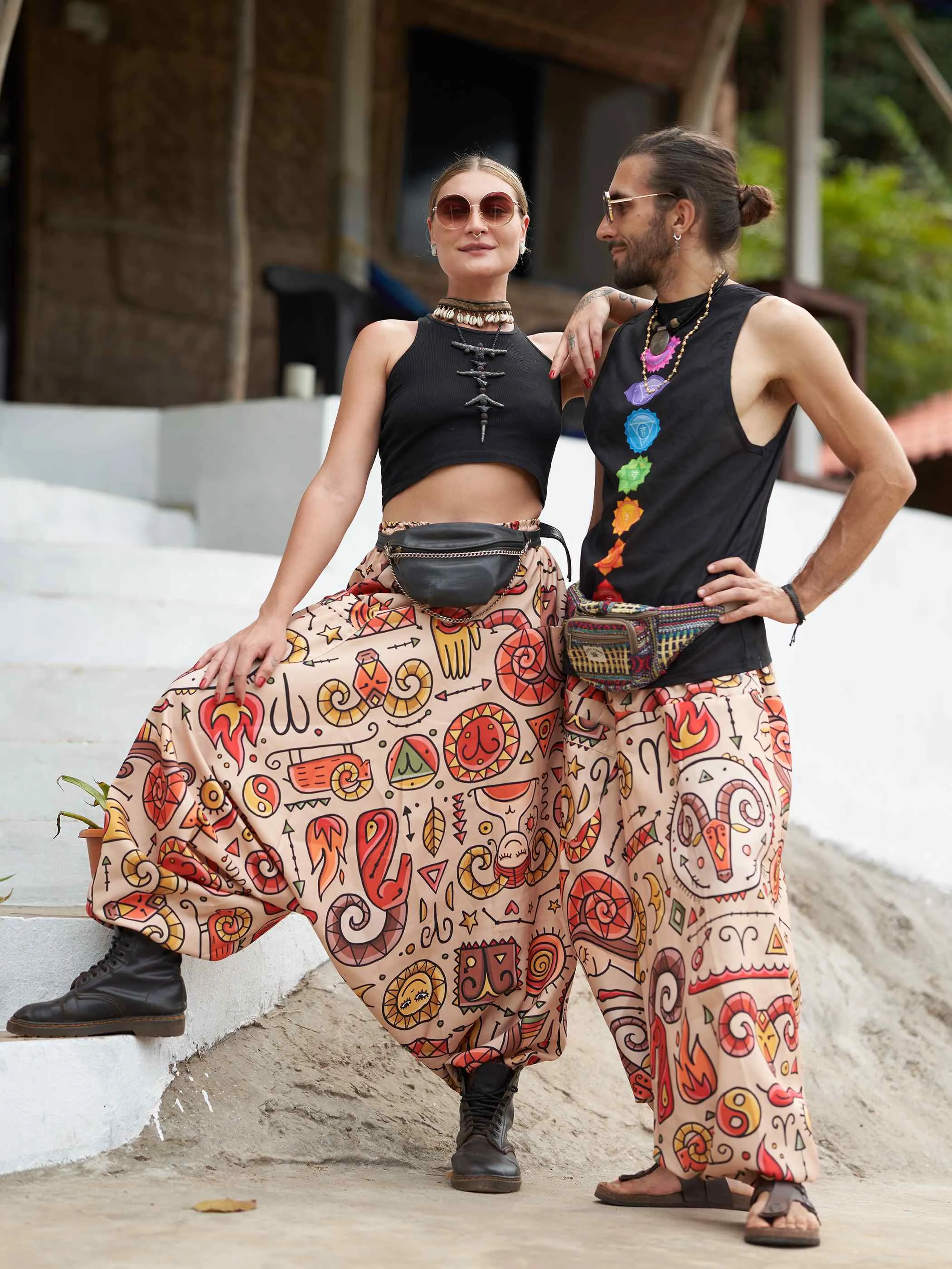 Men's Virgo Sign Boho Alibaba Balloon Hippy Harem Pants For Travel Yoga Dance