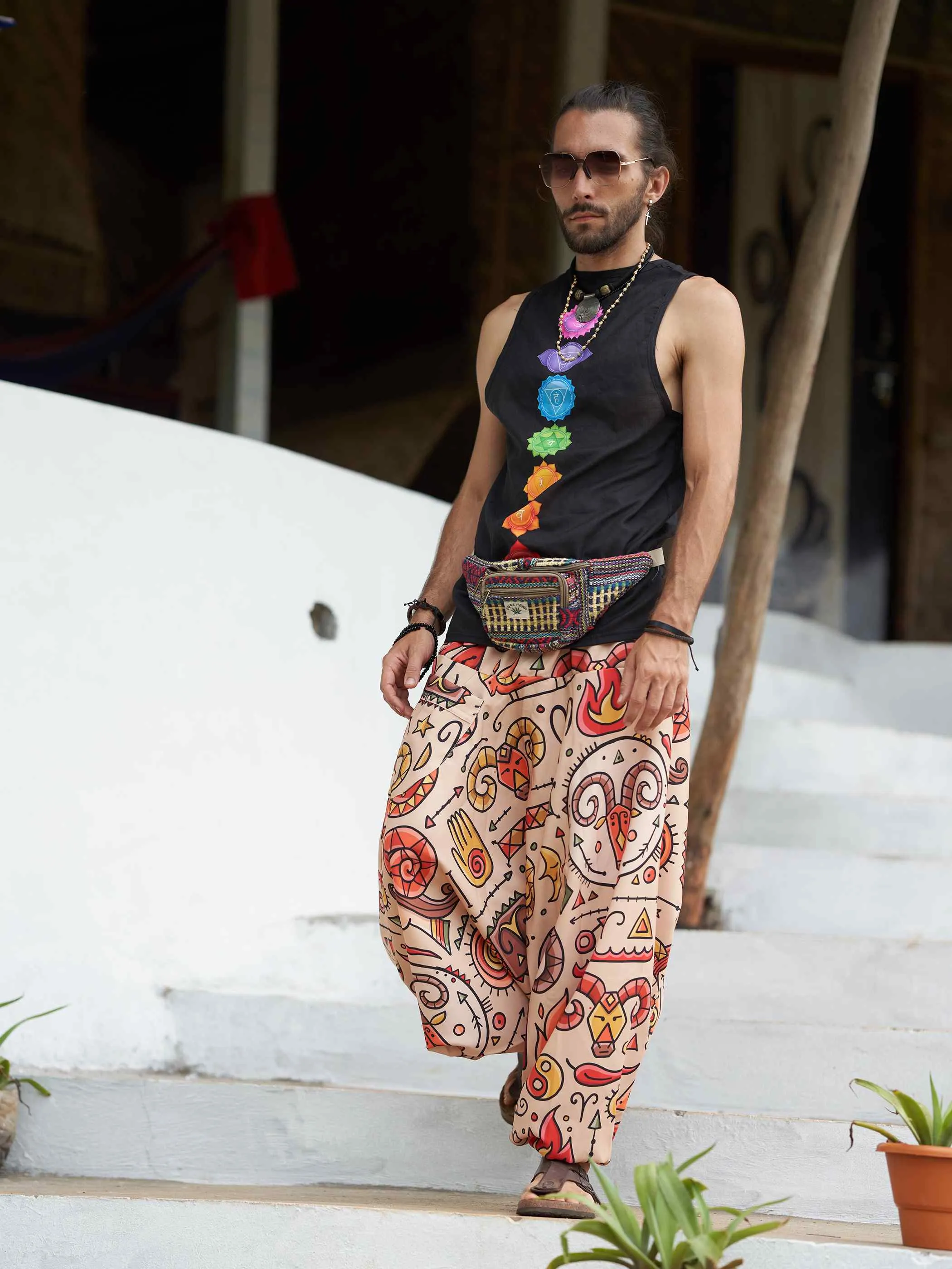 Men's Virgo Sign Boho Alibaba Balloon Hippy Harem Pants For Travel Yoga Dance