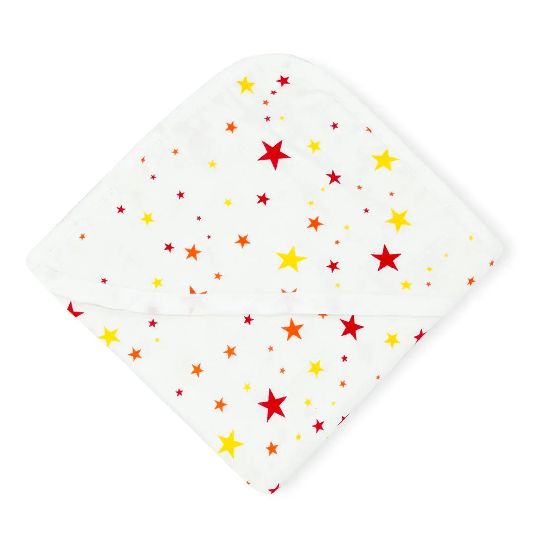Muslin Hooded Towel- 100% Organic Cotton- Star
