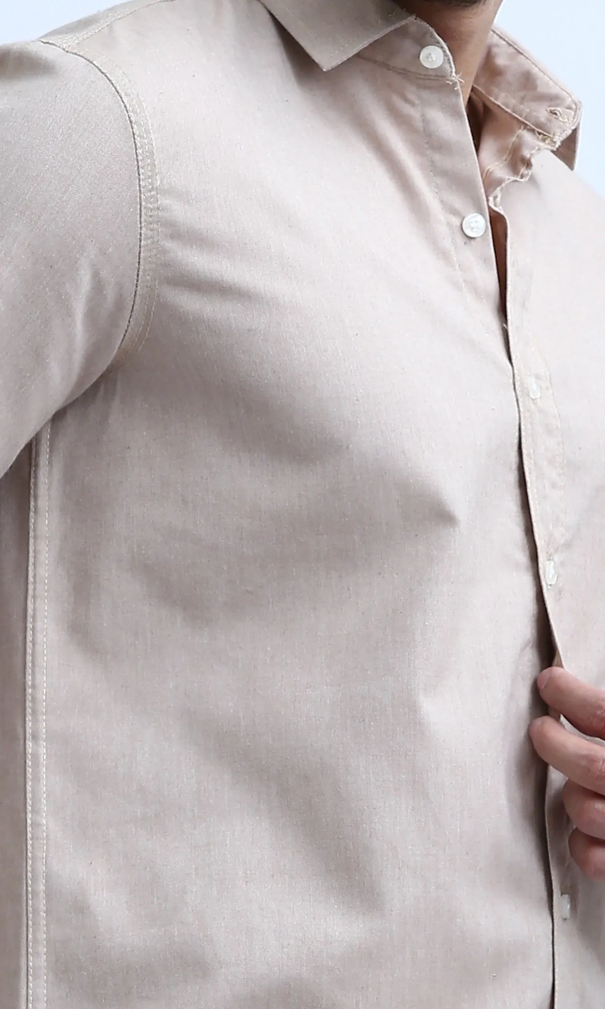 O188526 - Casual Buttoned Down Basic Shirt - Beige