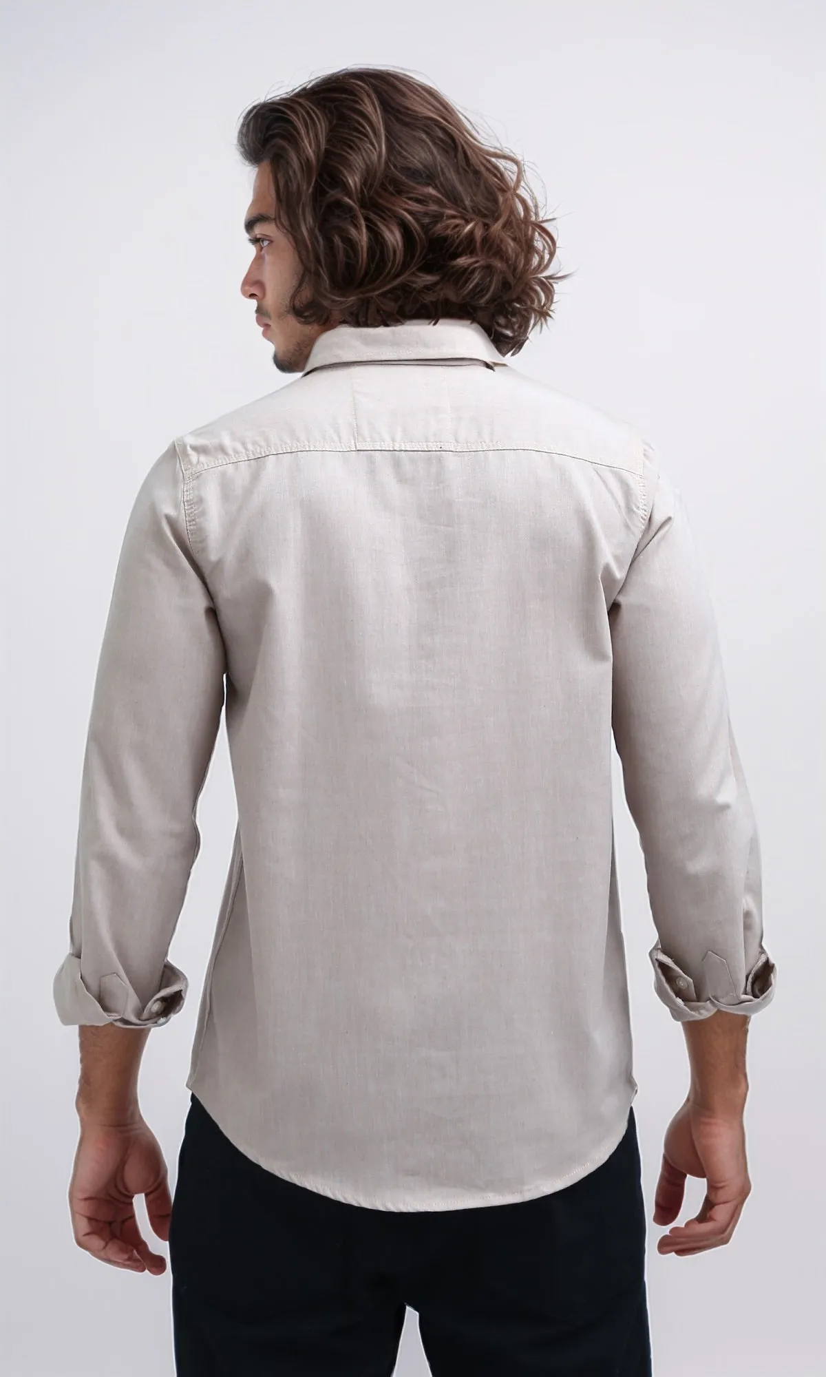 O188526 - Casual Buttoned Down Basic Shirt - Beige