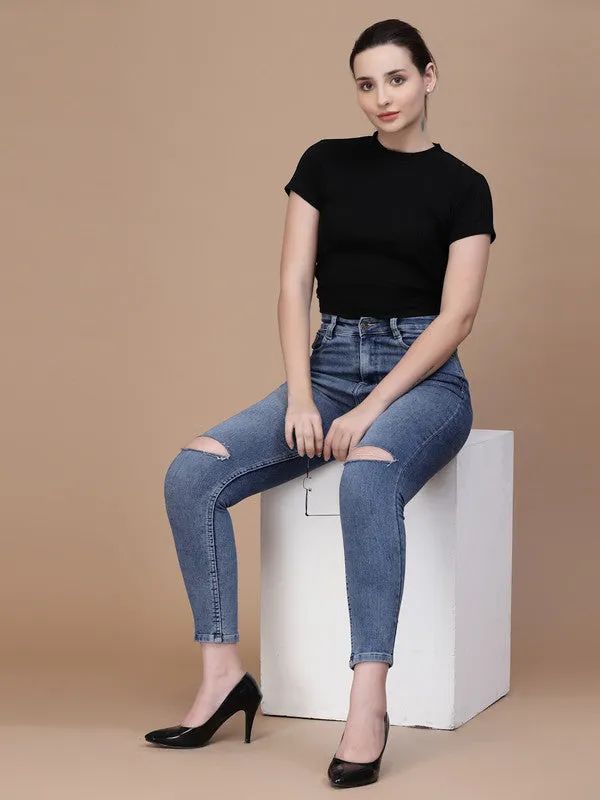 Odour Free High Neck Waist Tie Ups Styled Back Top For Women