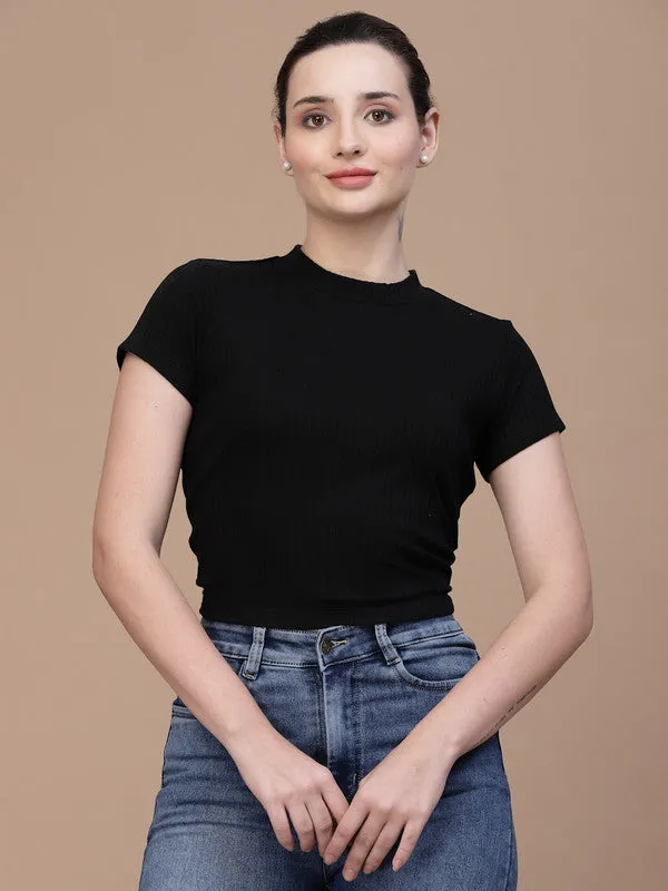 Odour Free High Neck Waist Tie Ups Styled Back Top For Women