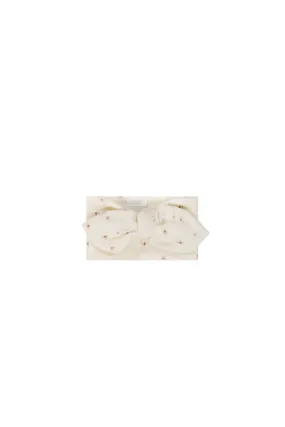 Organic Cotton Fine Rib Headband - Simple Flowers Egret