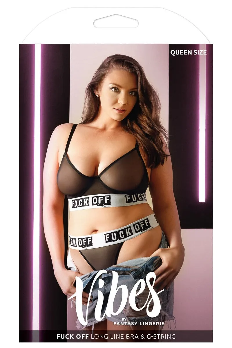 "Fuck Off" Mesh Bra Set