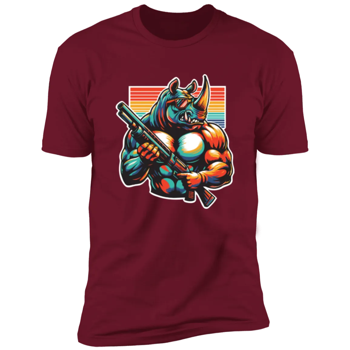 Rhino Warrior with Shotgun - Premium Short Sleeve Tee (Closeout)