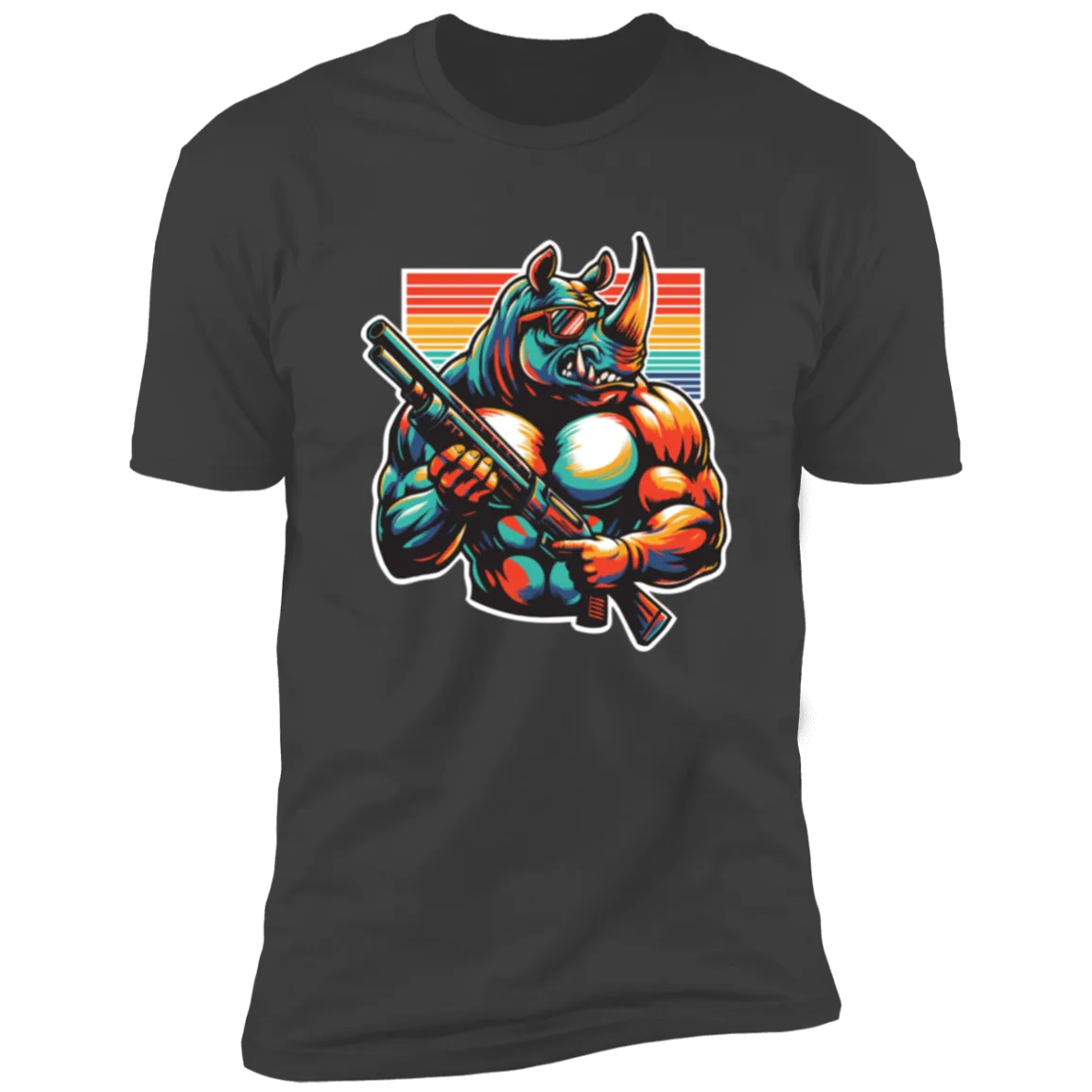 Rhino Warrior with Shotgun - Premium Short Sleeve Tee (Closeout)