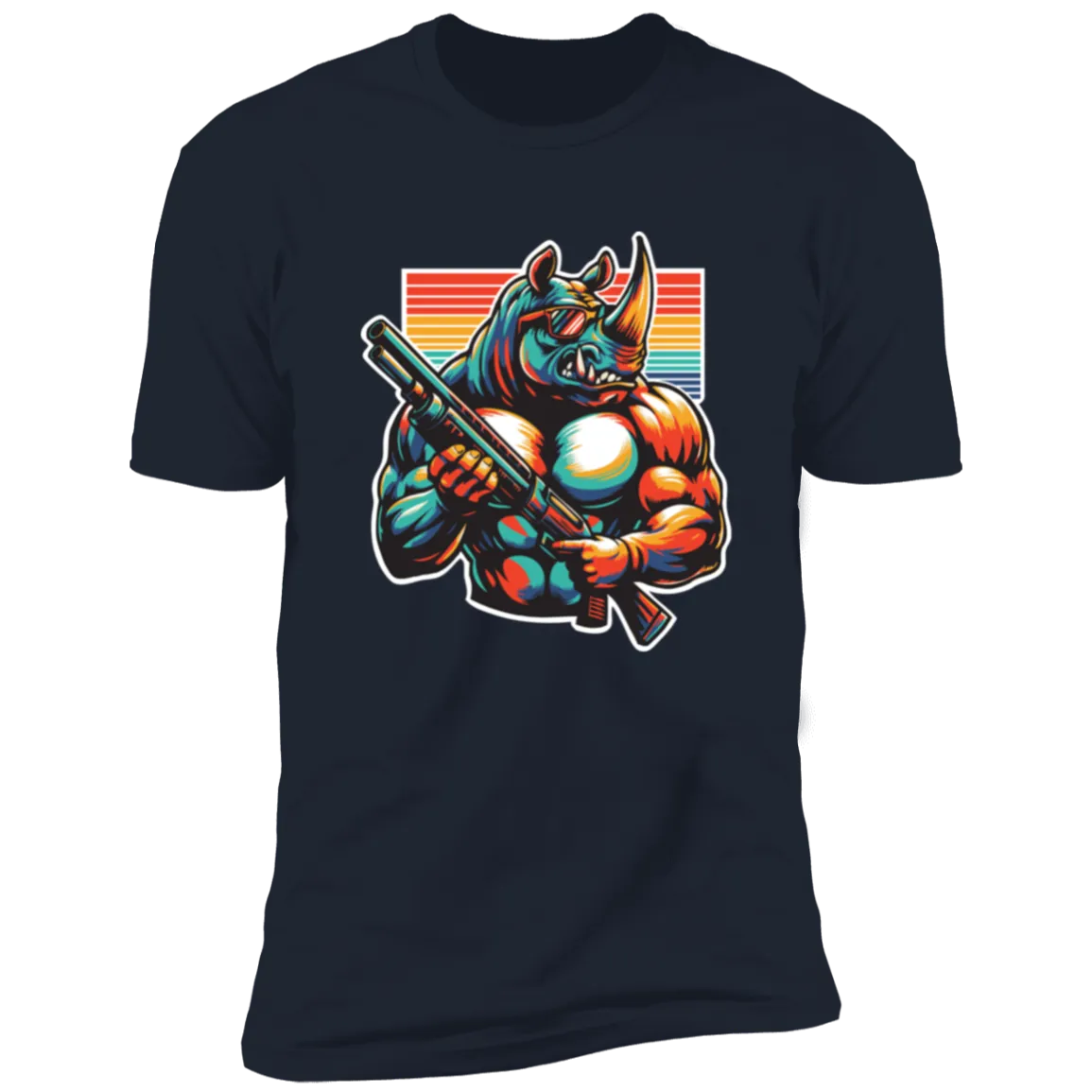 Rhino Warrior with Shotgun - Premium Short Sleeve Tee (Closeout)