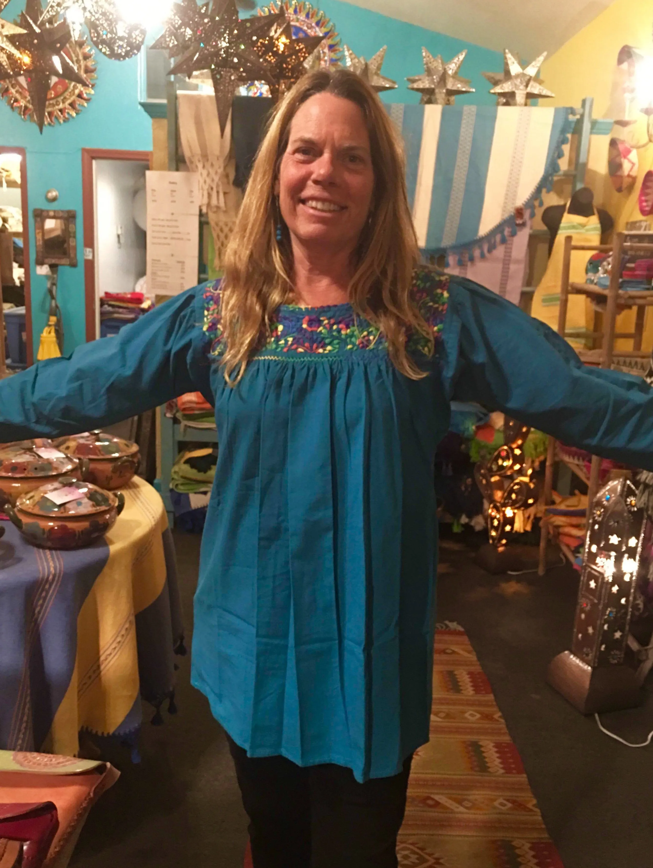 Rocio Long Sleeve Chapala Traditional Embroidered Blouse