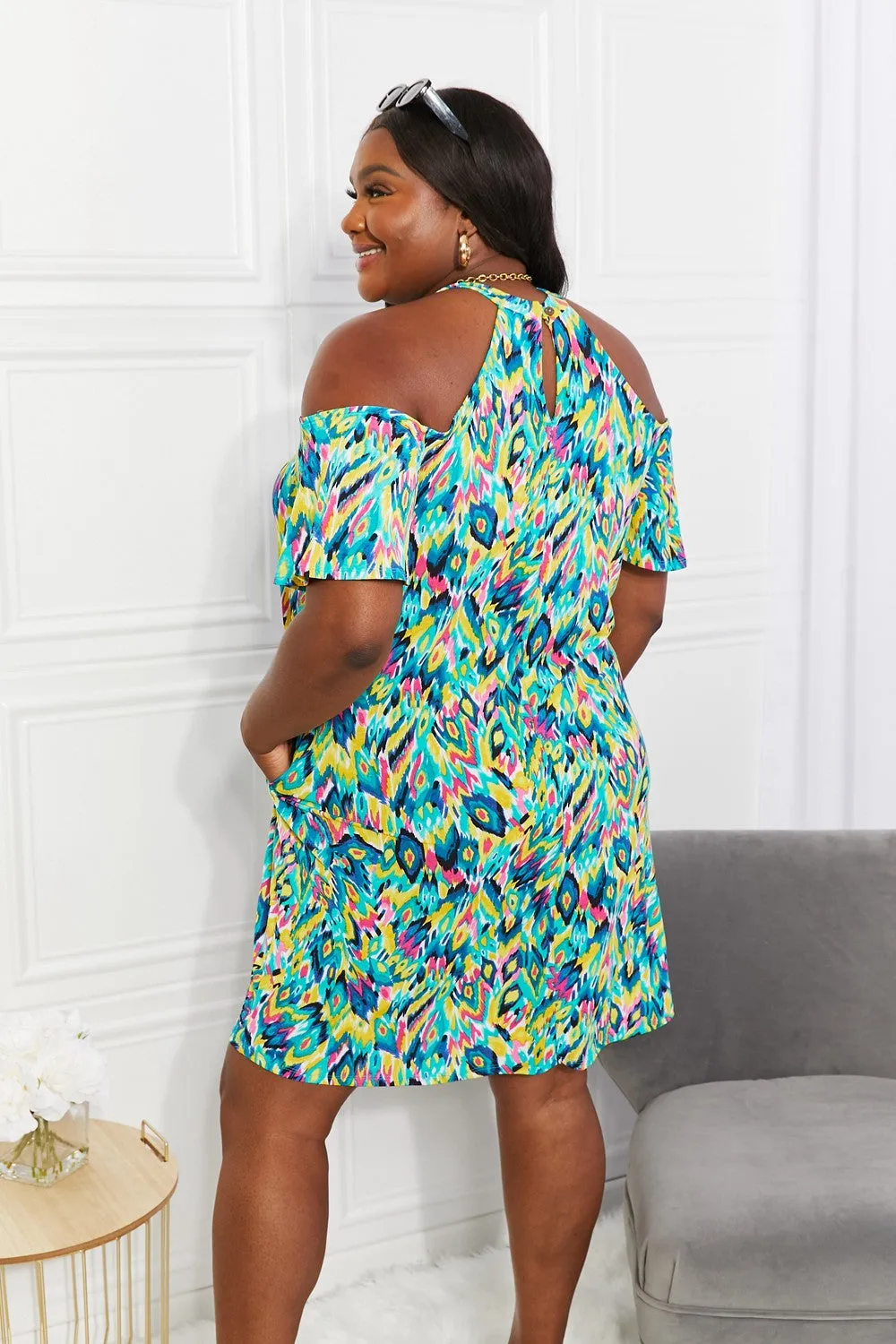 Sew In Love Full Size Perfect Paradise Printed Cold-Shoulder Dress - Ships from The US