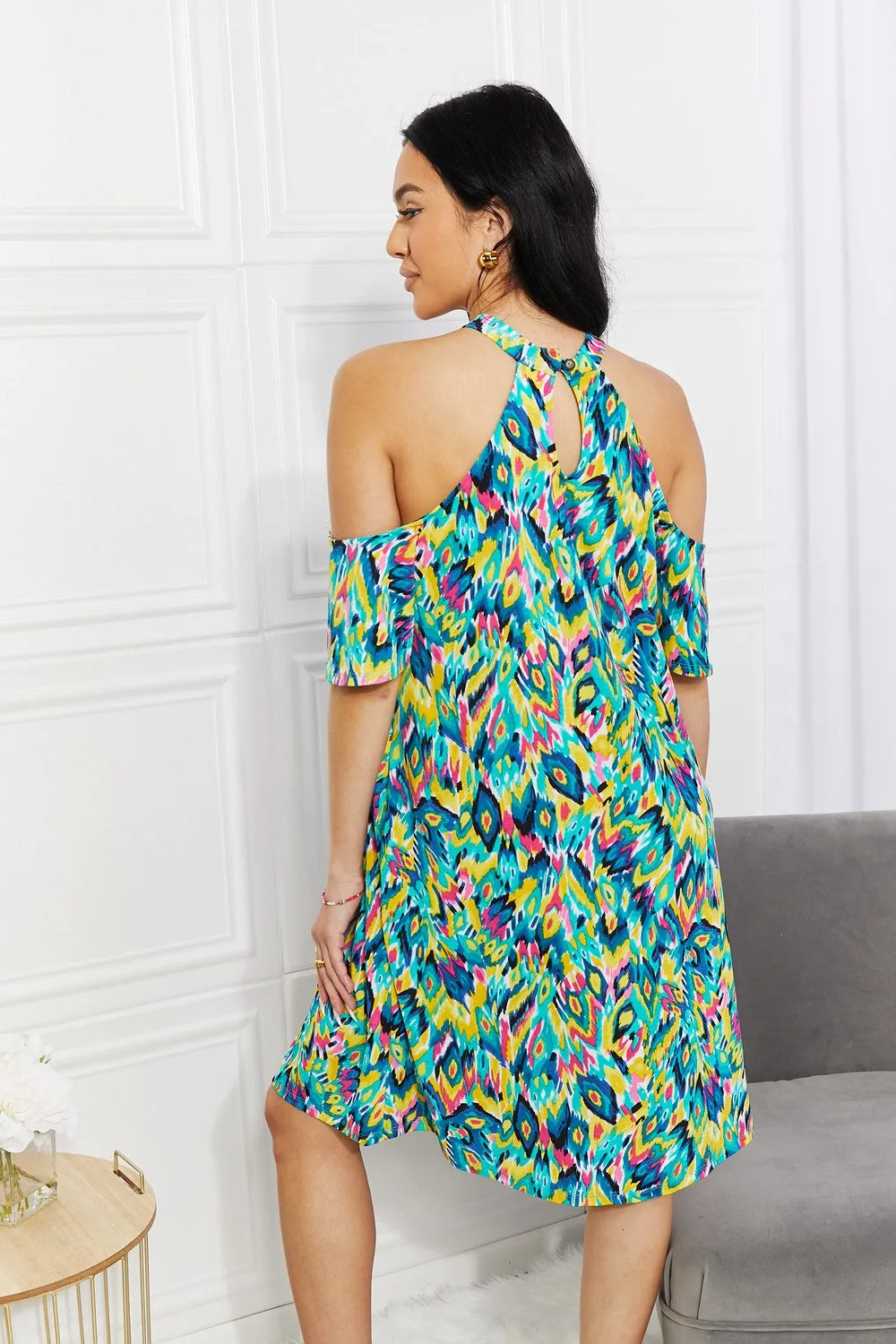 Sew In Love Full Size Perfect Paradise Printed Cold-Shoulder Dress - Ships from The US