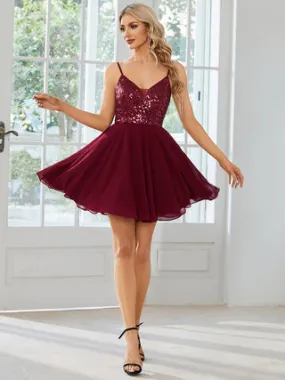 Short Chiffon Sequin Cocktail Dress  Size 4 and 10 Style 01740