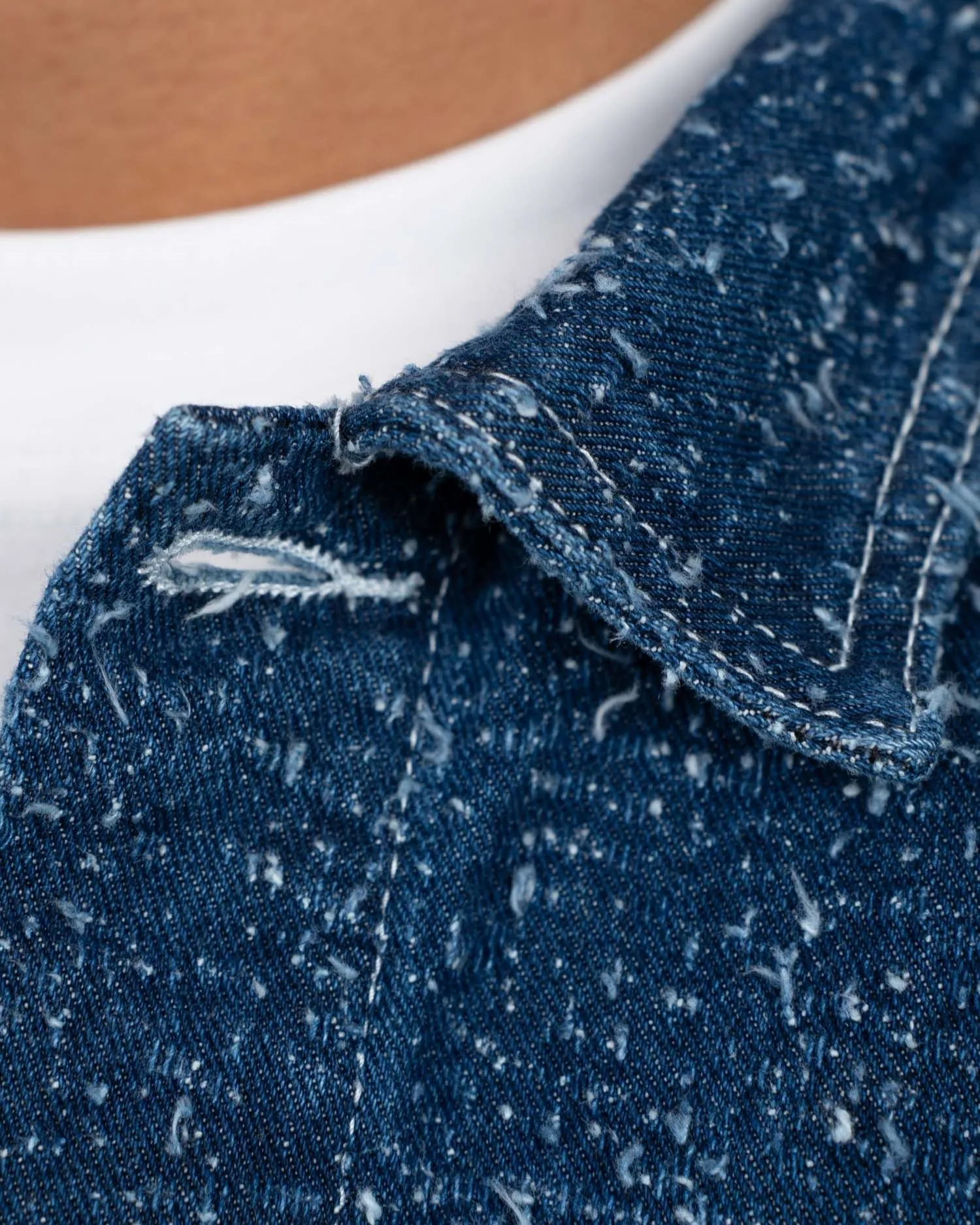 Textured Denim Jacket Mid Blue
