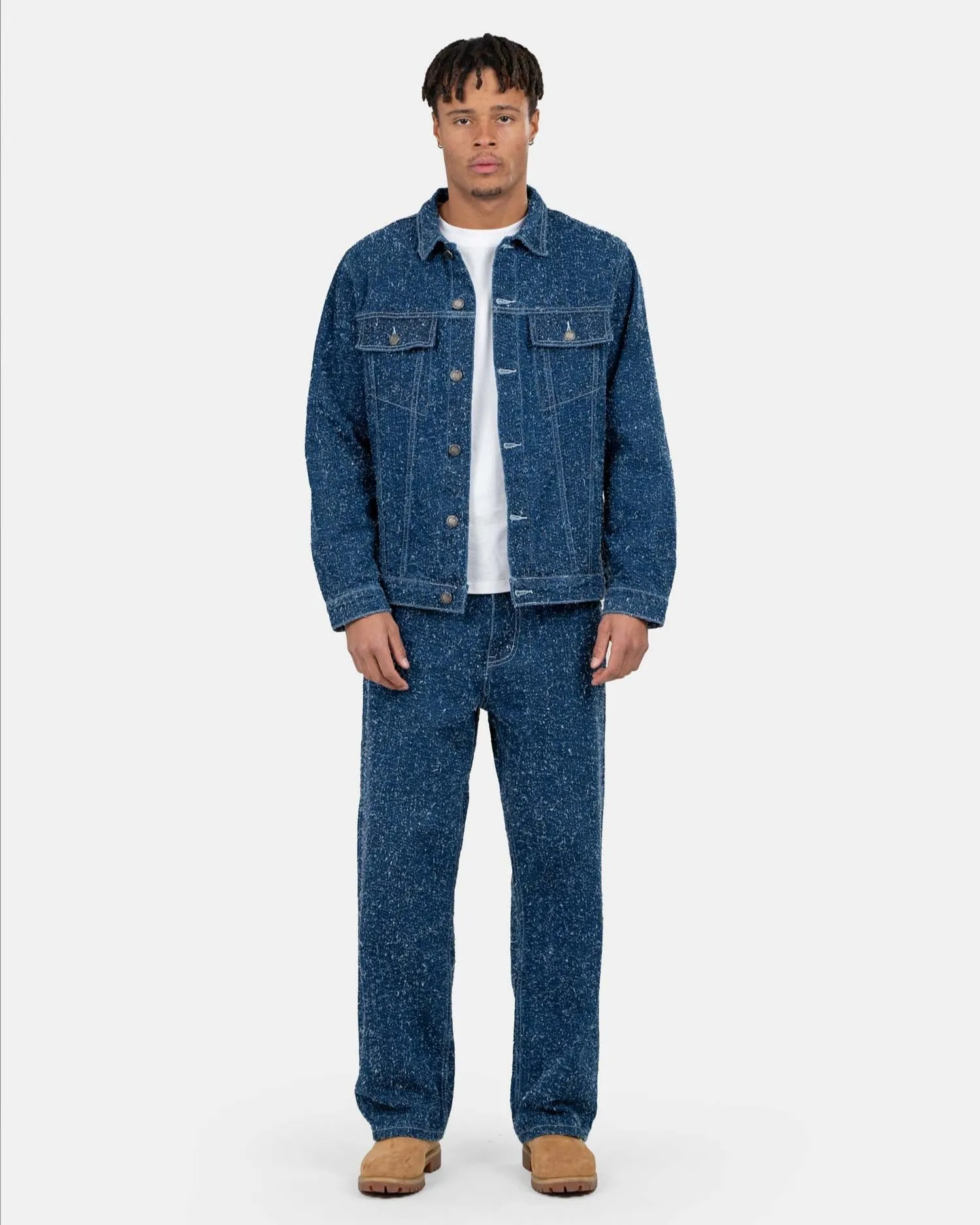 Textured Denim Jacket Mid Blue