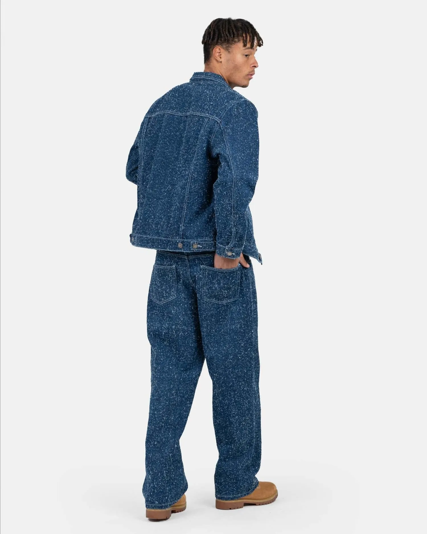 Textured Denim Jacket Mid Blue
