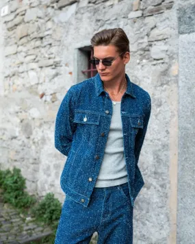 Textured Denim Jacket Mid Blue