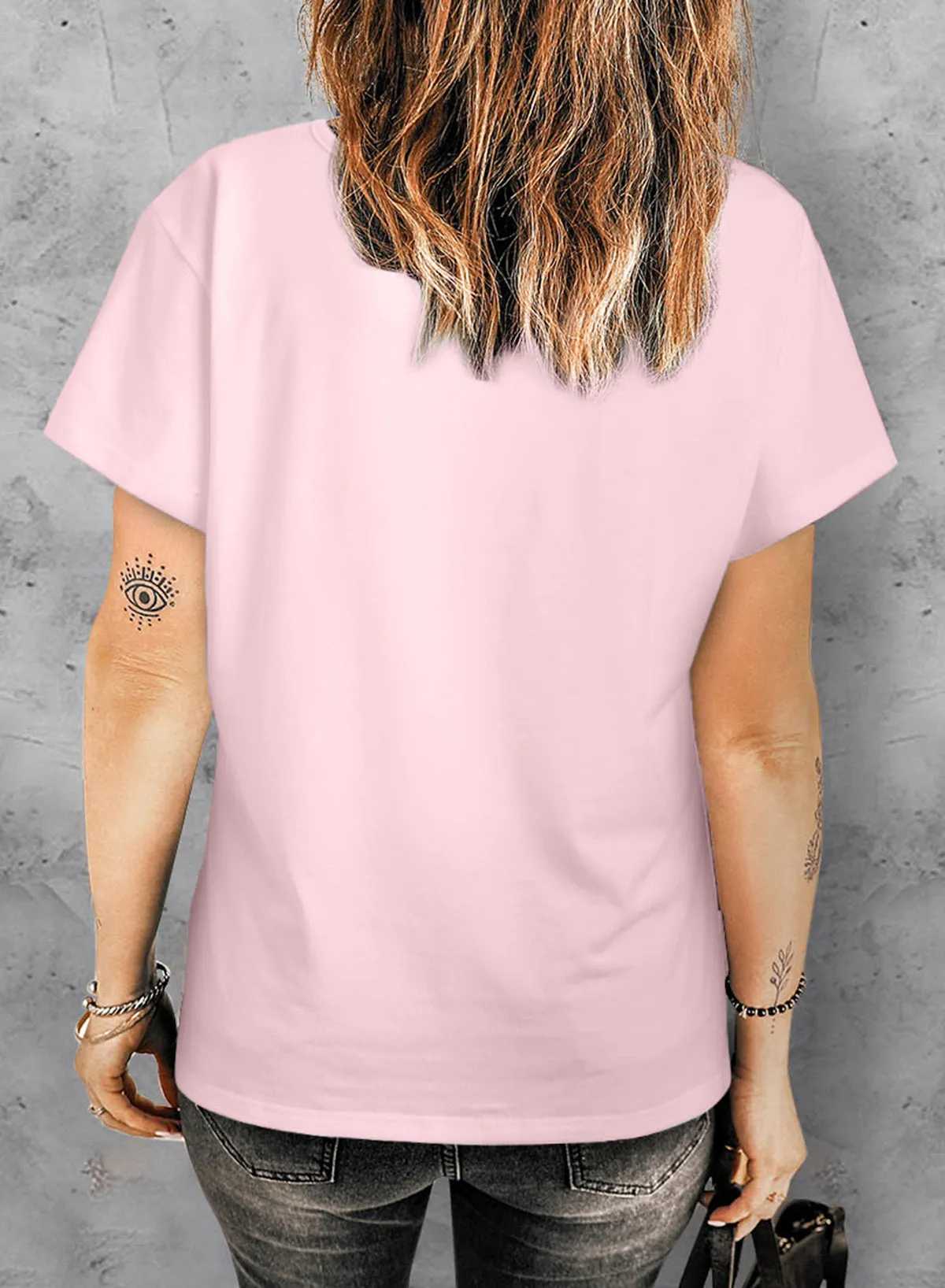 V Neck Easter Rabbit Print T Shirt Short Sleeve Top for Women