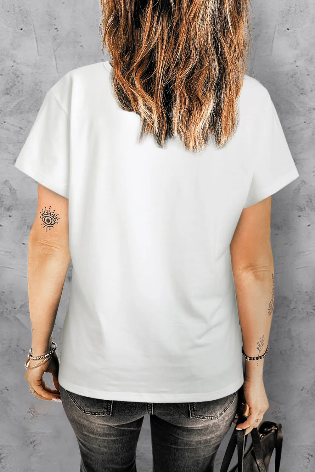 V Neck Easter Rabbit Print T Shirt Short Sleeve Top for Women