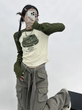 Vintage Patchwork Green Hippie T-Shirt for Women