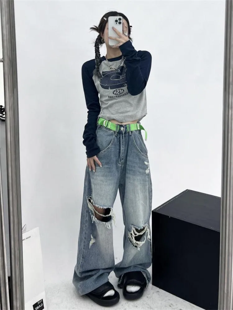 Vintage Patchwork Green Hippie T-Shirt for Women