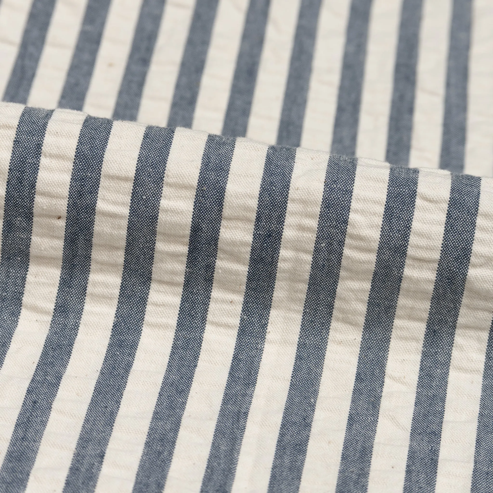 Wide Cuffed Short - Seersucker Stripe - Blue/Cream