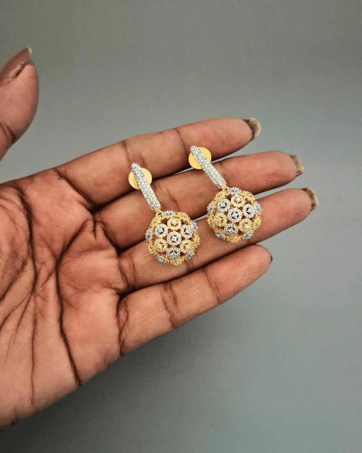Zevarly Shaira Ad Two Tone Earrings